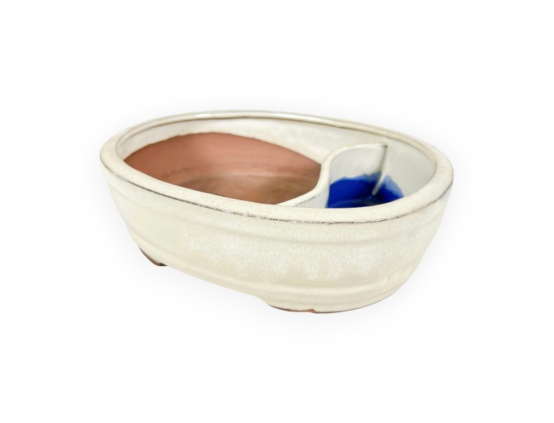 Oval glazed stoneware Chinese Bonsai pot - 26 cm