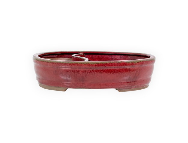 Pot ovale en grès émaillé pour bonsaïs chinois - 31 cm