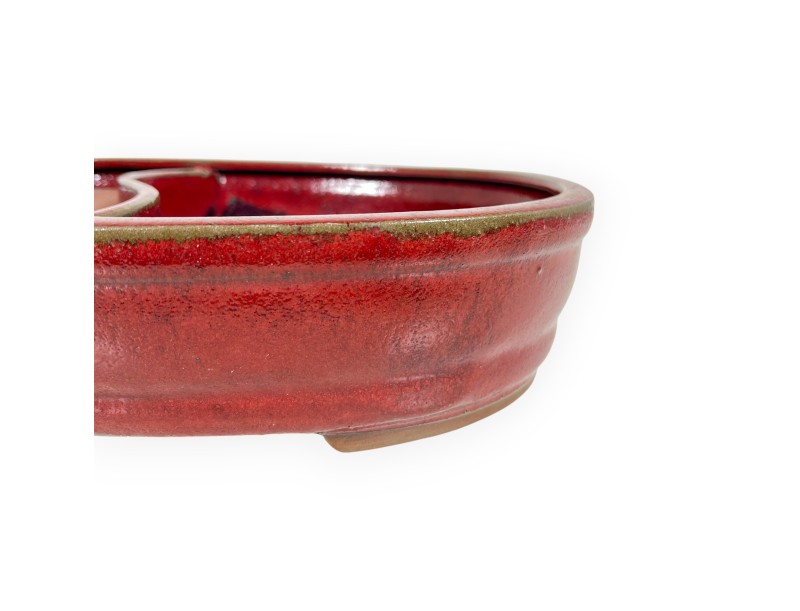 Chinesischer Bonsai Topf aus glasiertem Steingut, oval - 31 cm