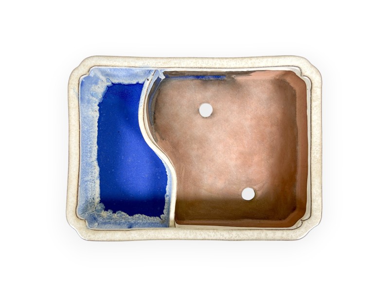 Pot rectangulaire en grès émaillé pour bonsaïs chinois - 26 cm
