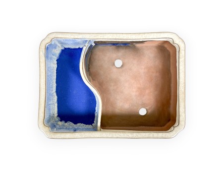 Rectangular glazed stoneware Chinese Bonsai pot - 26 cm