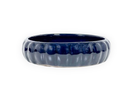 Round glazed stoneware Chinese Ikebana pot - 18 cm