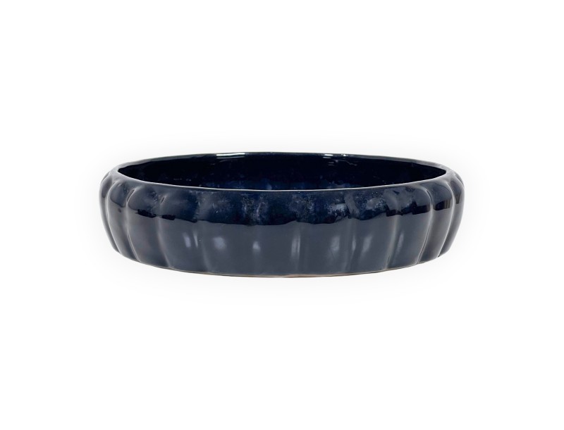 Pot rond en grès émaillé pour ikebana chinois - 25,5 cm