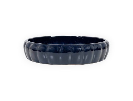 Chinesischer Ikebana Topf aus glasiertem Steingut, rund - 25,5 cm