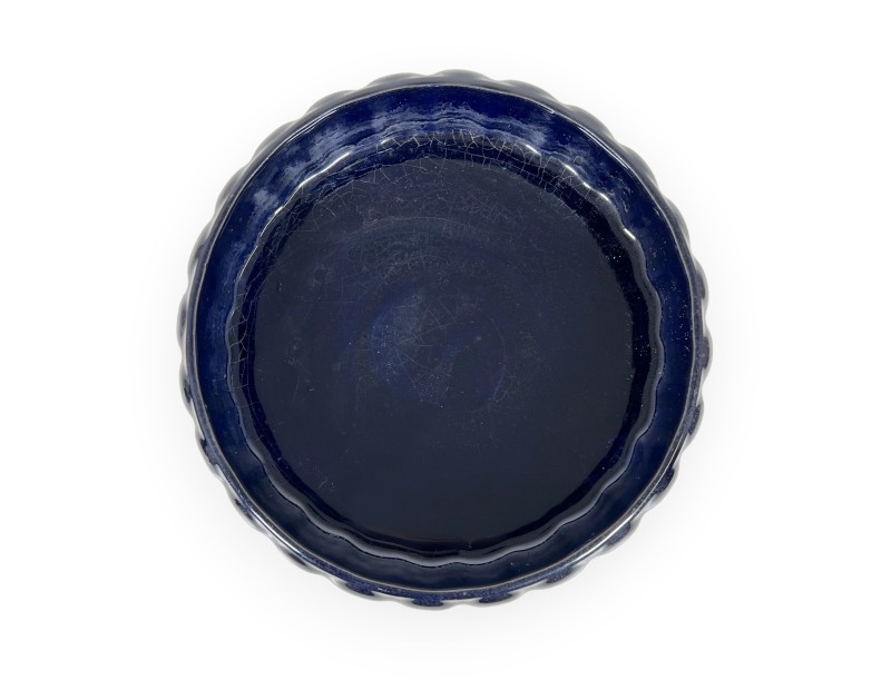 Chinesischer Ikebana Topf aus glasiertem Steingut, rund - 25,5 cm