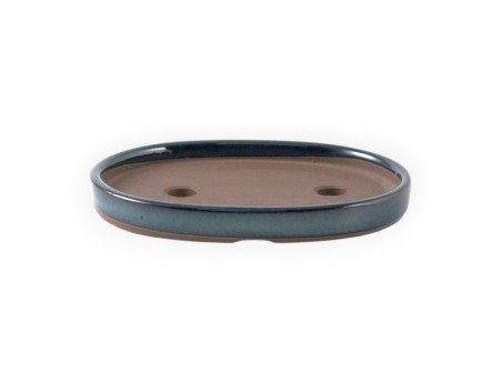 Pot ovale en grès émaillé pour bonsaïs japonais - 22 cm