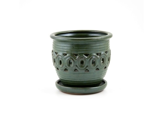 Vaso 15 cm con sottovaso per Orchidee tondo verde