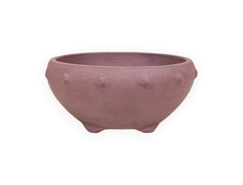 Pot à bonsaï chinois rond en grès non émaillé - 15,5 cm