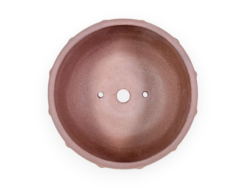 Pot à bonsaï chinois rond en grès non émaillé - 15,5 cm