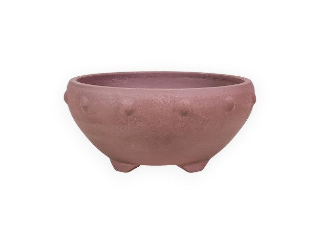Ronde Chinese bonsaipot van ongeglazuurd steengoed - 20 cm