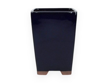 Pot à bonsaï chinois carré en grès émaillé - 13 cm