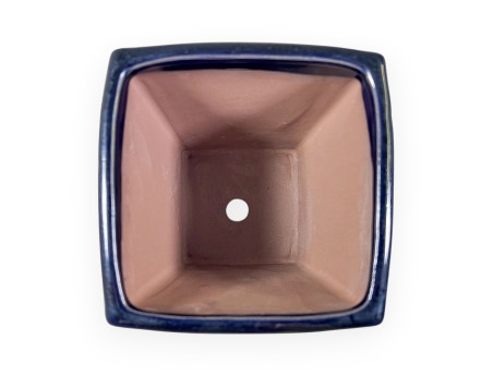 Pot à bonsaï chinois carré en grès émaillé - 13 cm