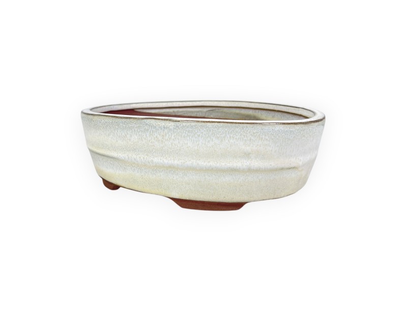 Ovale Chinese bonsai pot van geglazuurd steengoed - 21 cm