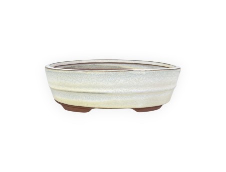 Pot à bonsaï chinois ovale en grès émaillé - 21 cm