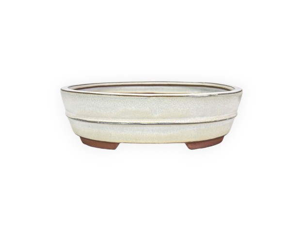 Maceta china para bonsái, ovalada, de gres esmaltado - 26 cm