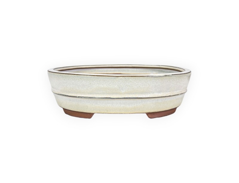 Maceta china para bonsái, ovalada, de gres esmaltado - 26 cm