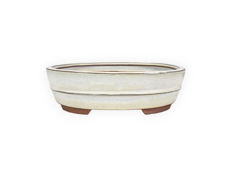 Pot à bonsaï chinois ovale en grès émaillé - 26 cm
