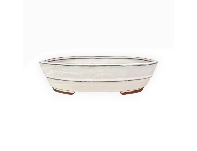 Ovale Chinese bonsaipot van geglazuurd steengoed - 31 cm
