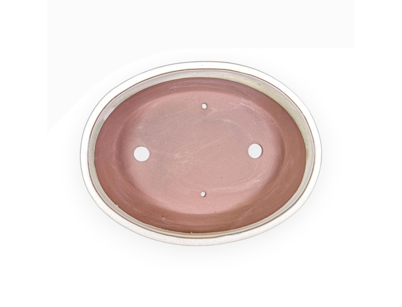Pot à bonsaï chinois ovale en grès émaillé - 31 cm