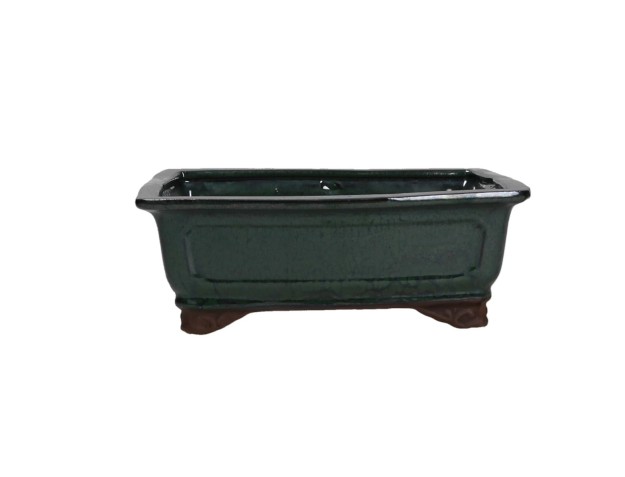 Pot rectangulaire en grès émaillé pour bonsaïs chinois - 26 cm