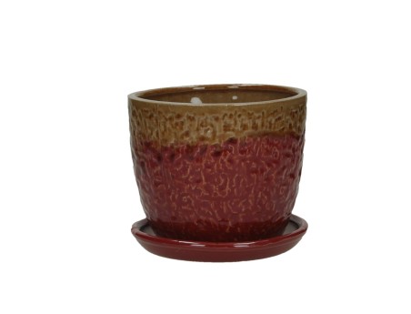 Round pot for Orchids 14 cm with saucer bicolor